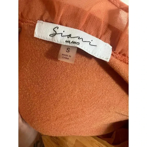 SIAMI MILANO light knit sweater with chiffon blouse sleeve ruffled colla small - Picture 8 of 8